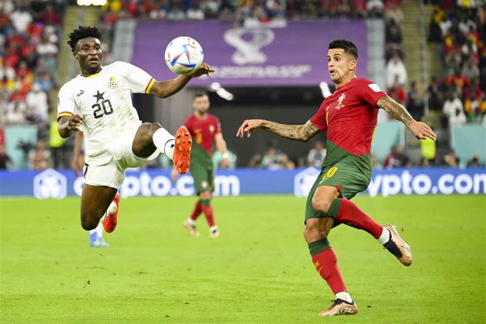 Mohammed Kudus met Ghana onderuit tegen Portugal; image source: Pro Shots